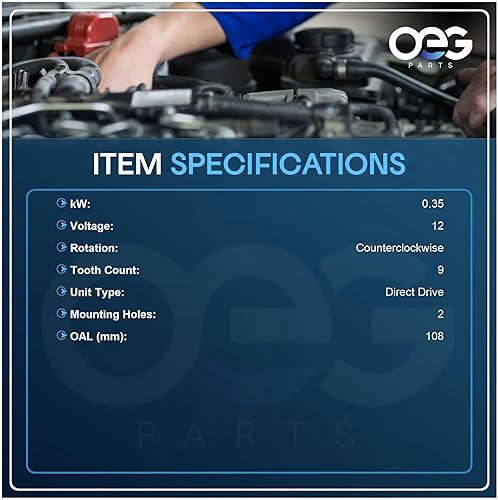 Miniatura 3 de OEG Parts - Nuevo motor de arranque mejorado y engranaje resistente compatible con cortacéspedes Kohler Cub Cadet New Holland 32 098 08-S, 3209801S,
