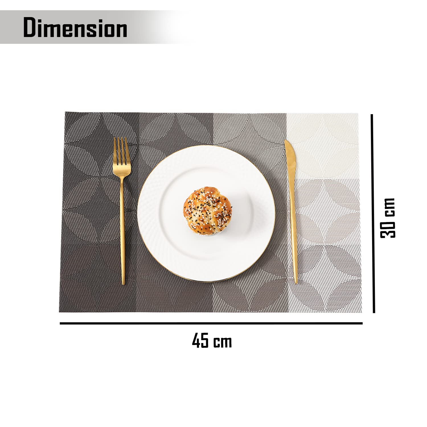 HOKIPO Geometric Grey Placemats - Set of 6 -3