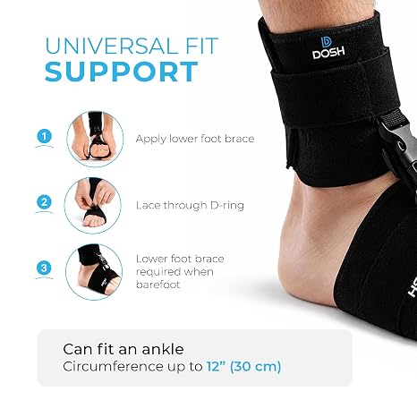 Dosh AFO Foot Drop Brace - Drop Foot Brace for Walking - AFO - Unisex (Black)