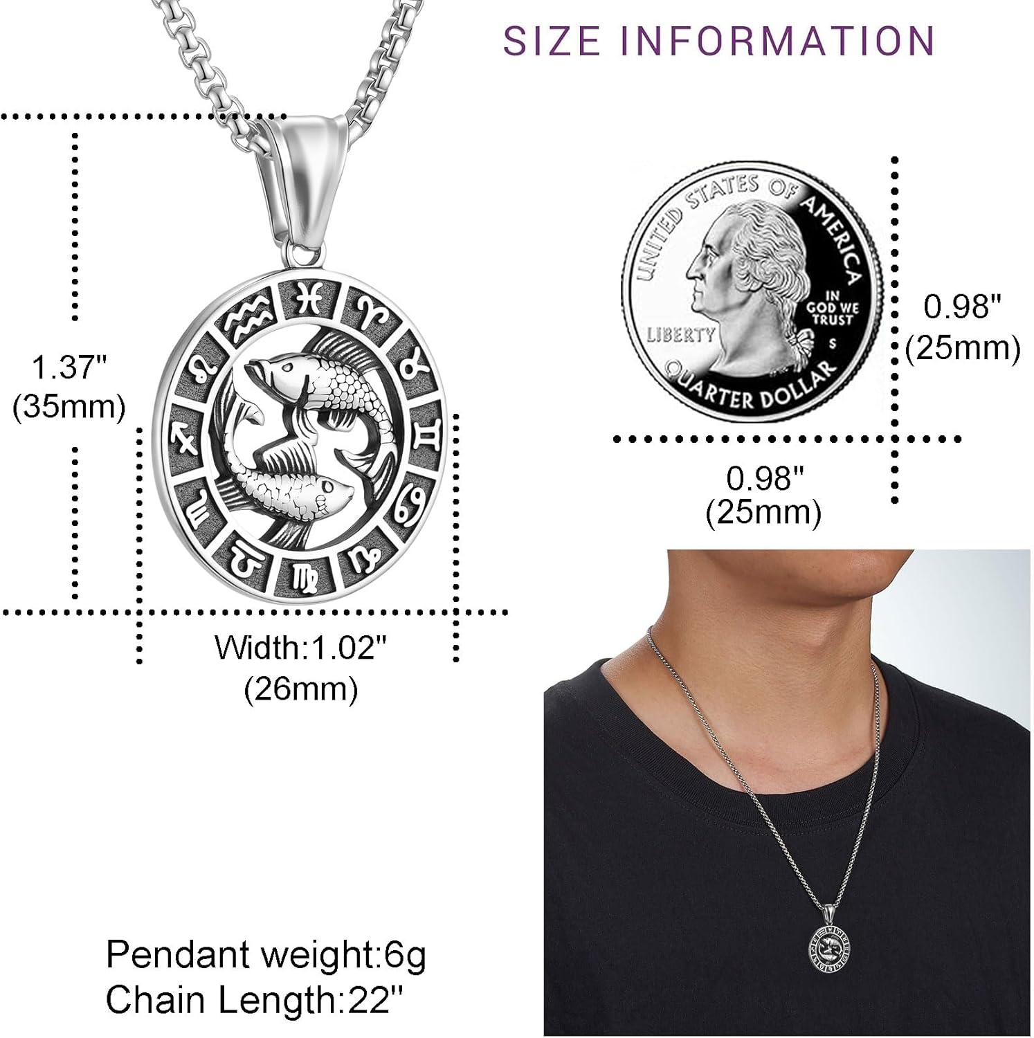 Zodiac Sign Necklaces for Men Women Stainless Steels Leo Libra Aries 12 Constellation Pendant Necklace Astrology Jewelry Birthday Gift - Image 2