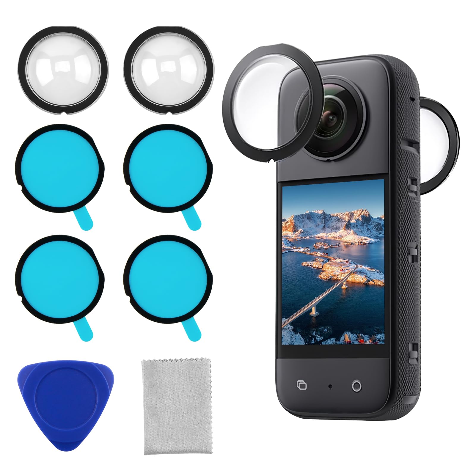 Protezione Obiettivo E Schermo Per Insta360 X3 - Kit Antigraffio E Antiacqua - Foto 10