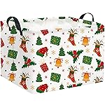 HIYAGON Rectangular Christmas Gift Basket for Families Christmas Basket Holiday Gift BasketBaby Storage Bin Kids Toy Basket Organizer Box for Boy and Girls Christmas Room Decor(Christmas)