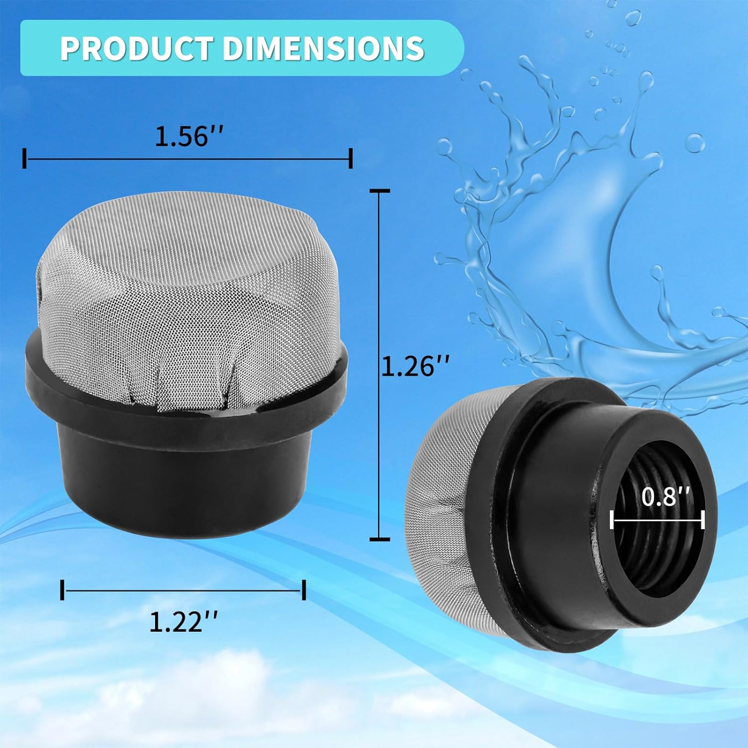 190106Z Air Bleeder Screen Cap - Compatible with Pen tair Filters (Clean and Clear Plus, Easy to Clean D.E., Quad D.E. Strainer) Durable Steel Mesh Replacement Cap, 4-Pack for Long-Lasting Performance