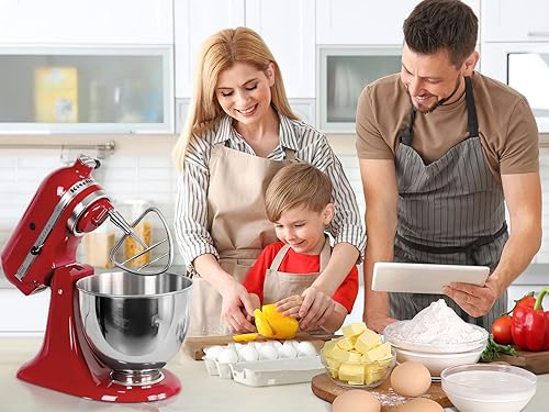 Miniatura 6 de Cuchilla batidora para mezclador Kitchenaid con cabezal inclinable de 4.5 a 5.0 cuartos de galón, acero inoxidable apto para lavavajillas, accesorio