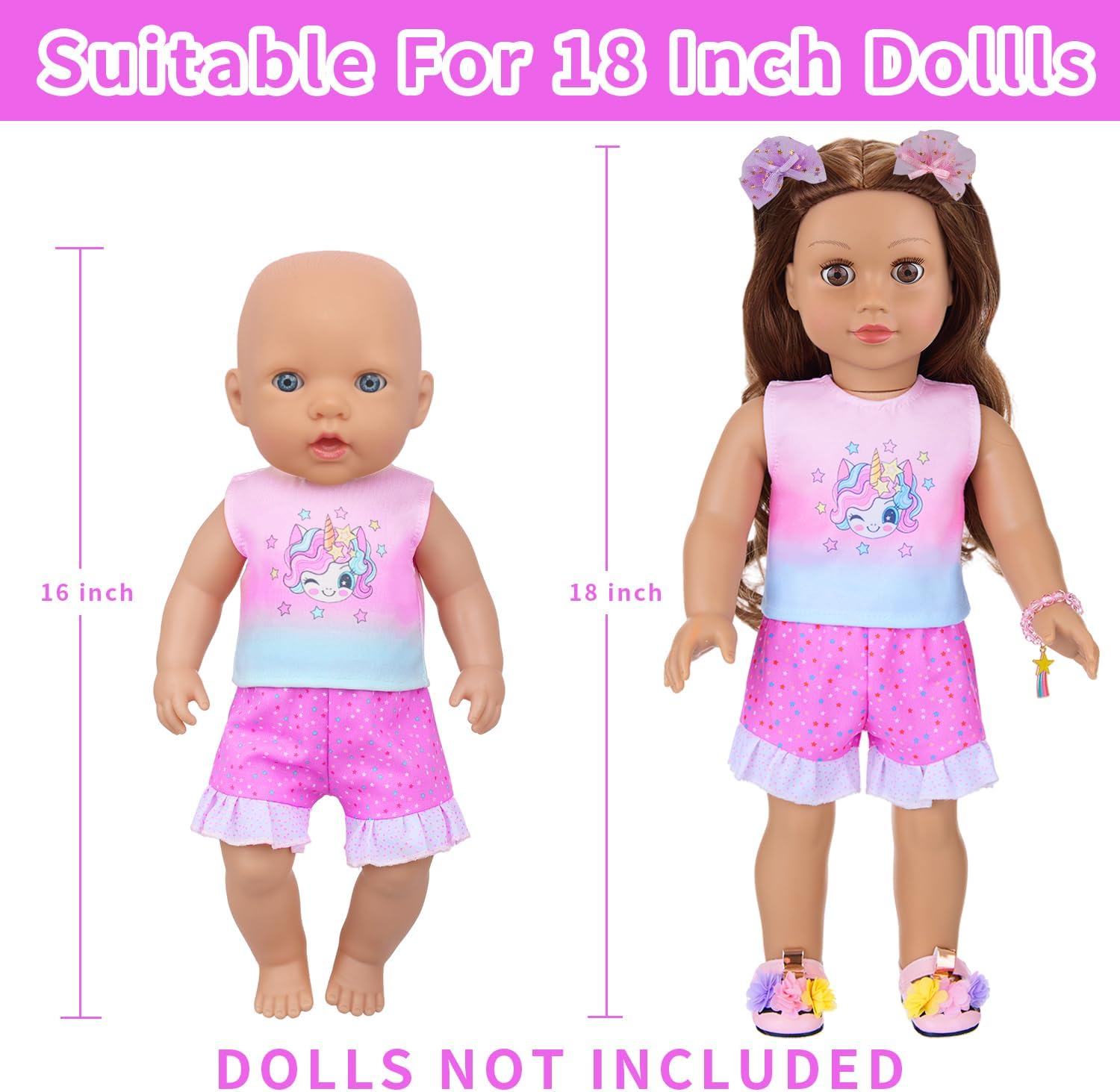 UNICORN ELEMENT 18 Inch American Doll Unicorn Seated Backpack Set and Accessories Include Clothes,Carrier,Shoes,Cell Phone,Stickers Totol 9 pcs(Doll Not Included)