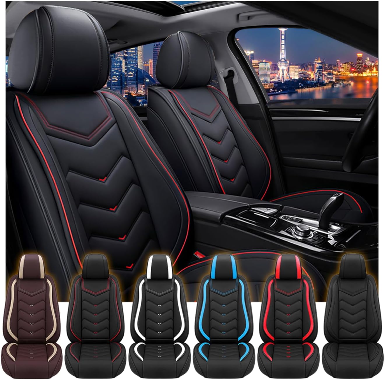Fit for Honda Pilot 2007-2025 Seat Covers, Waterproof and Wear Resistant Sports Seat Cover, Premium Nappa Leather Car Seat Covers.(Standard 2 Seats/Black)