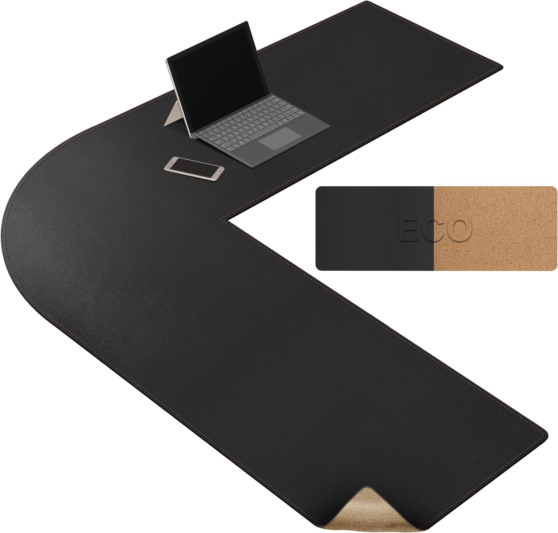 Vyaaa L Shaped Desk Mat Leather Desk Pad, PU Leather
