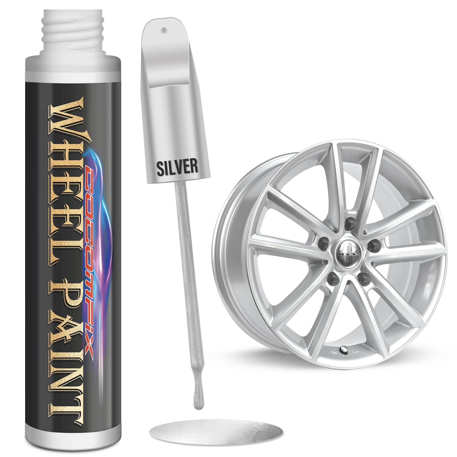 Pintura de retoque para llantas plateadas, kit de reparación de rayones en llantas para aleación de cromo, esmalte de aluminio, pintura de retoque automotriz universal plateada, 1 onza líquida