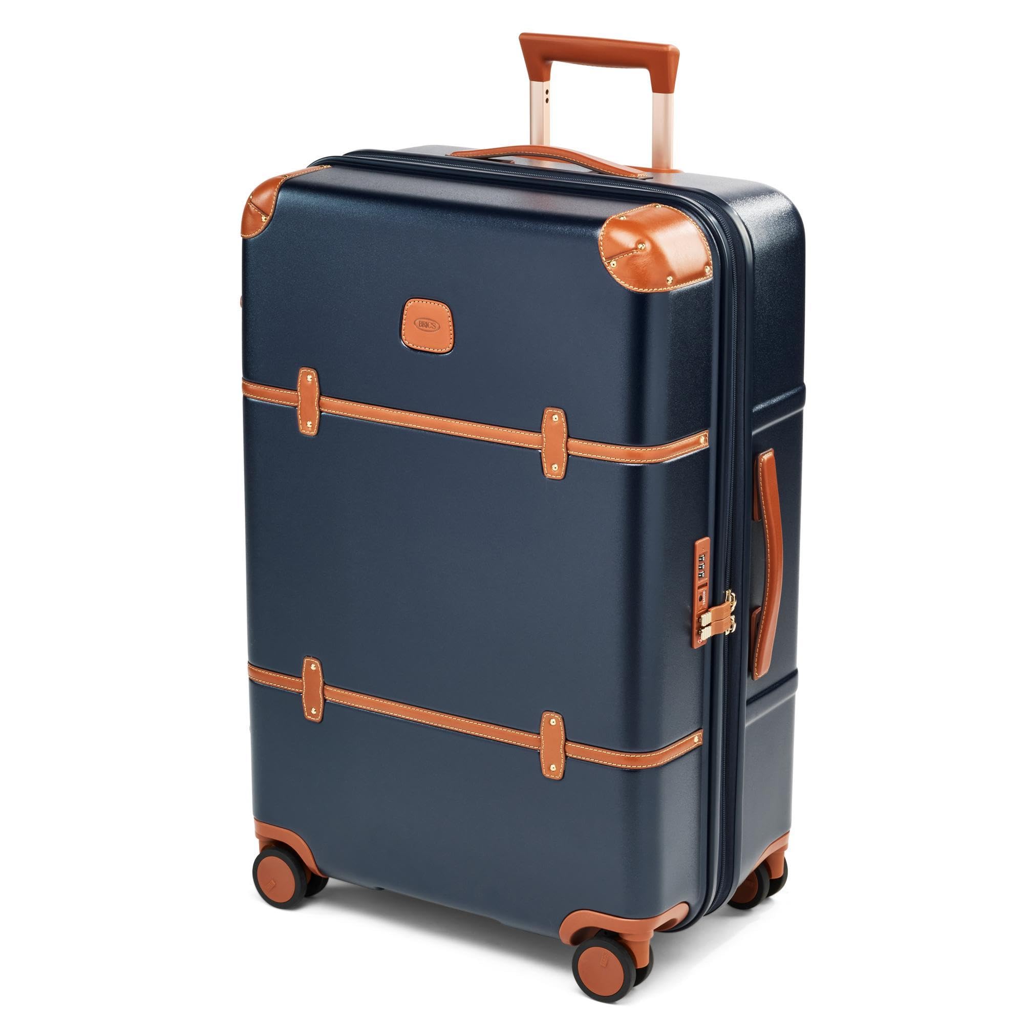 Bric's Bellagio 3.0 Spinner Trunk- Luxury Hardshell Check In Luggage with Large Wheels, Telescopic Handle, Leather Detailing - Expandable Rolling
