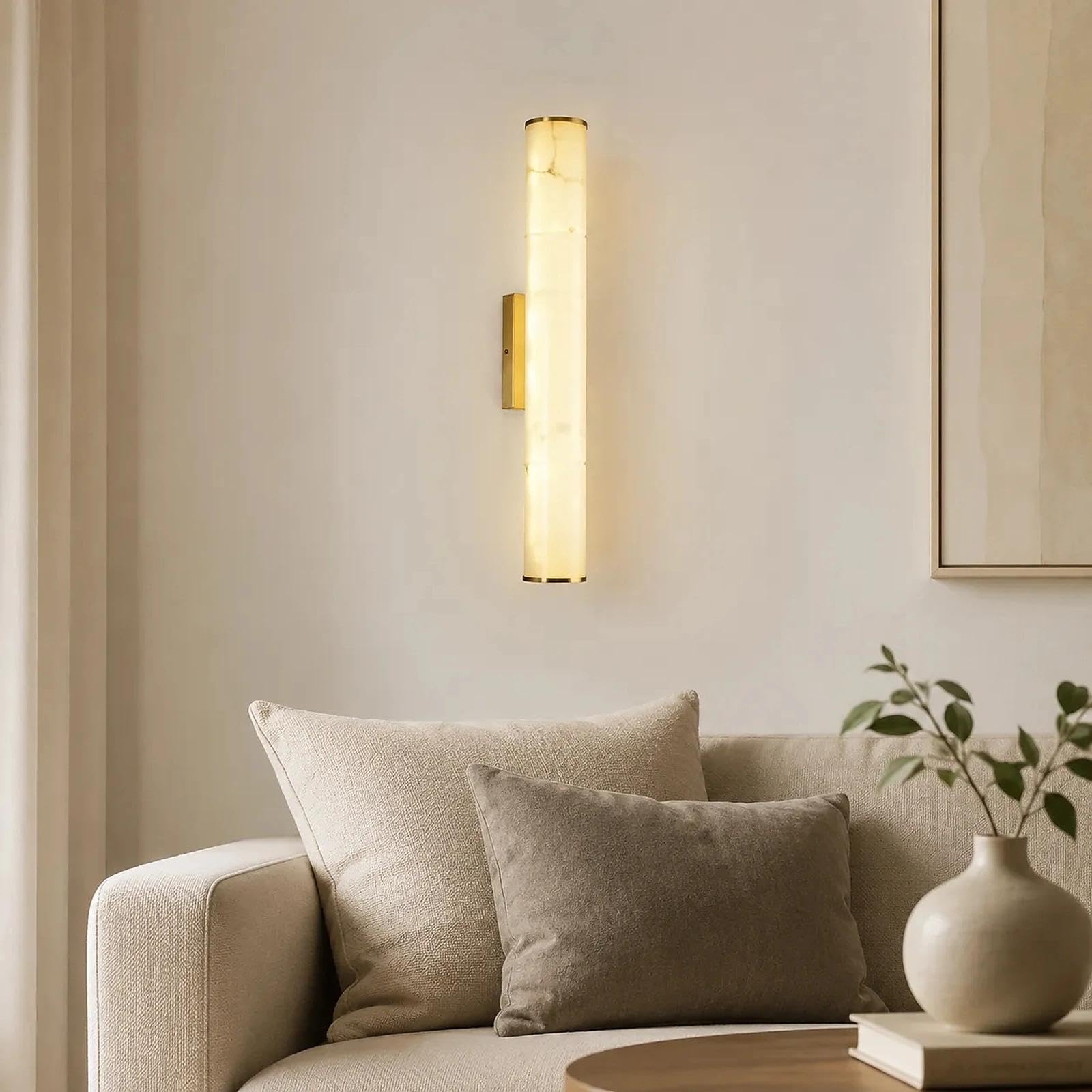 Wall Lights Natural Marble Sconce, 3000K LED Stone Lamp for Living Room