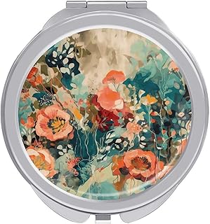 Makeup Mirror Hand Drawn Flower Pattern Vanit...