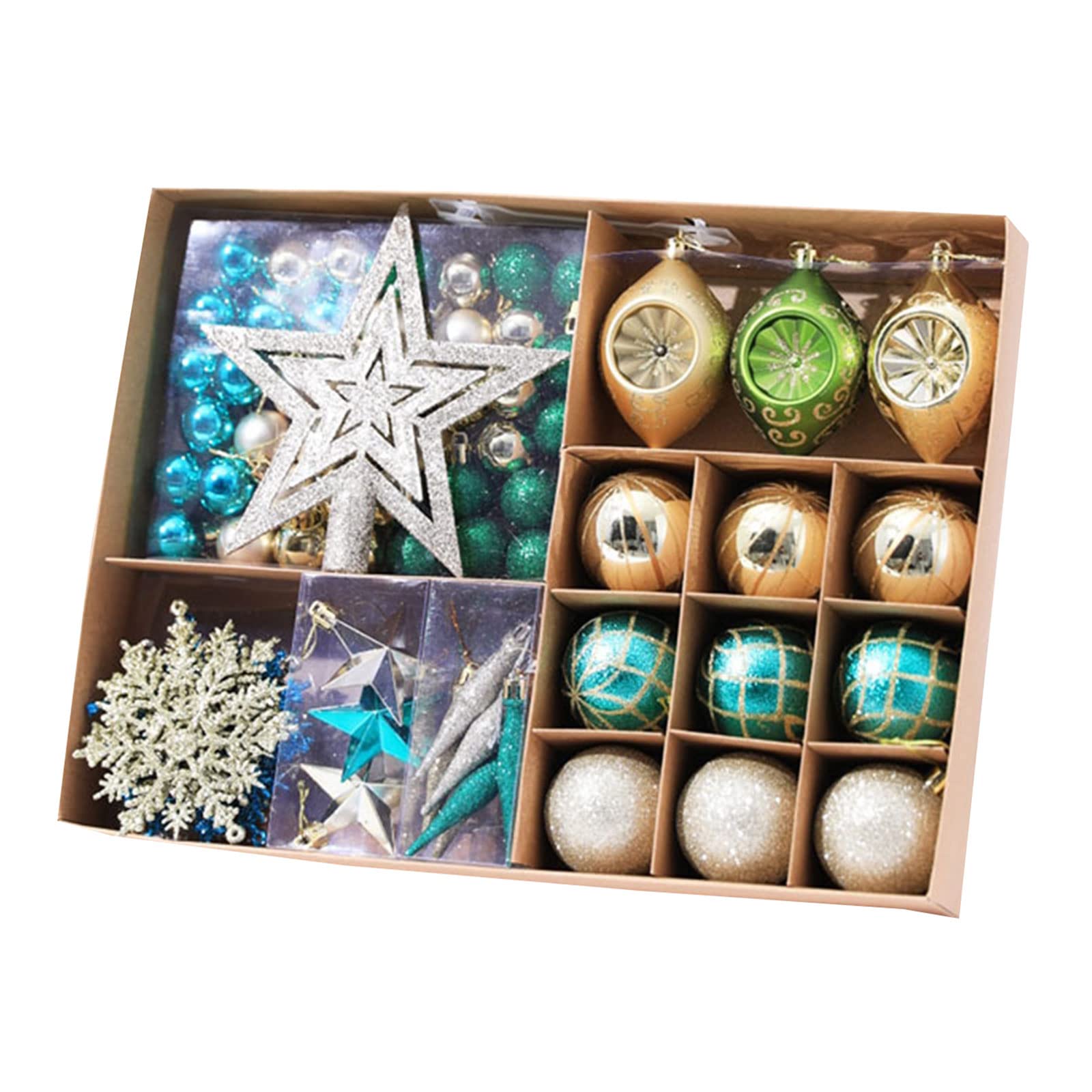 Christmas Ball Tree Star 73pcs / box Hanging Christmas Ball Pendant Ornament Baubles Balls Ornament