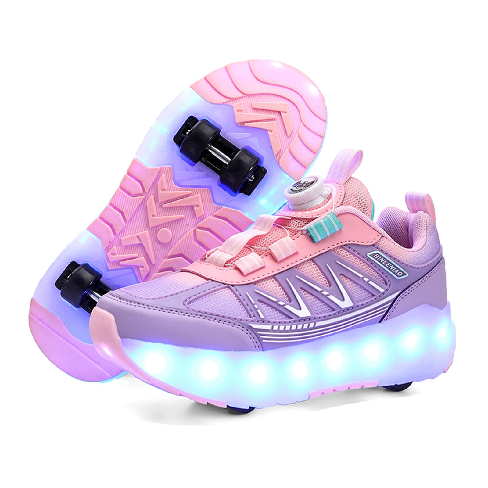 SiegenPro Schuhe mit Rollen für Kinder Jungen und Mädchen, 2-in-1 Sneakers mit abnehmbaren Rädern, Sportschuhe für Ostern und Geburtstag