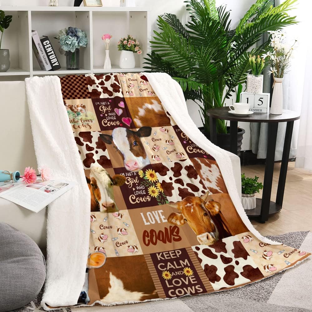 Cow Print Blanket Cow Decor Bedding Throw Blanket Gifts for Girl Women Christmas Birthday Valentine's Day Soft Cute Farm Animal Print Cow Blanket Gifts (50"x 60") - Image 7