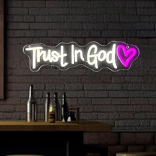 Symone Trust In God Neon Sign, USB Powered Dimmable Spiritual Decor Faith Hope Love Sign LED Neon Light, for Faith Religious Church Prayer Room Living Room Room(15.7 * 3.9 In)