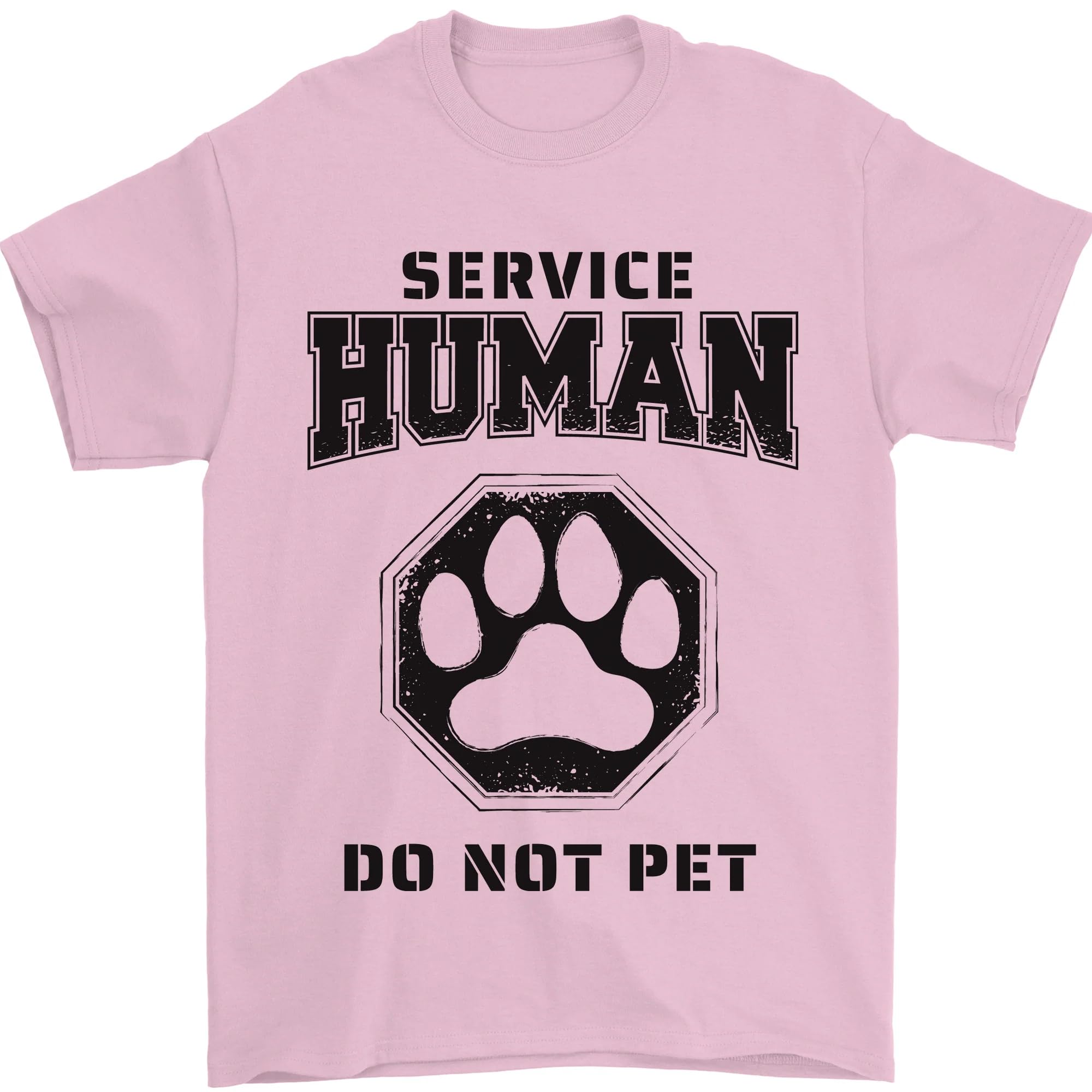 Funny Dog Service Human Do Not Pet Mens T-Shirt 100% Cotton Light Pink 2XL