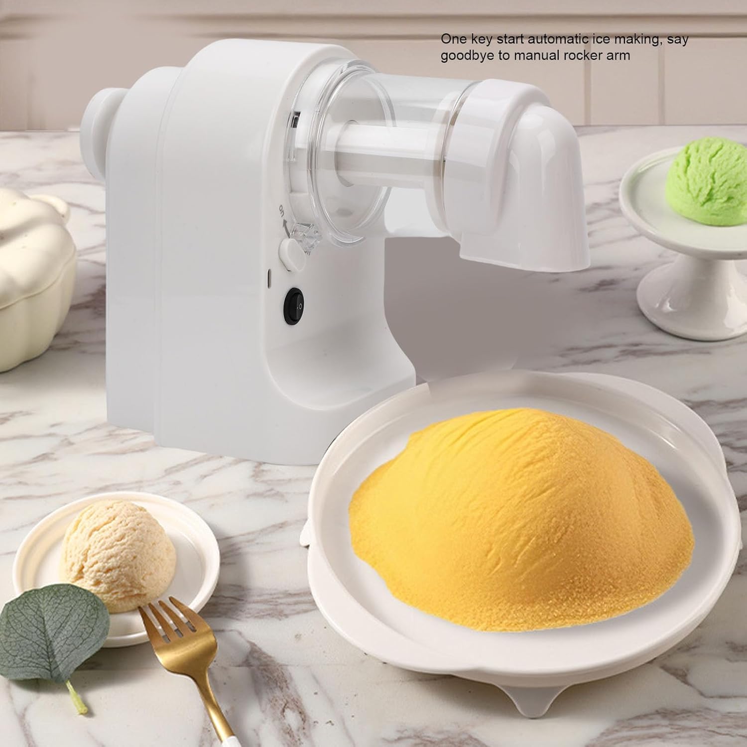 Denash Electric Ice Shaver, Powerful Motor Quiet USB Powered Shaved Ice Machine with Removable Design, for Home Snow Cones Milkshakes