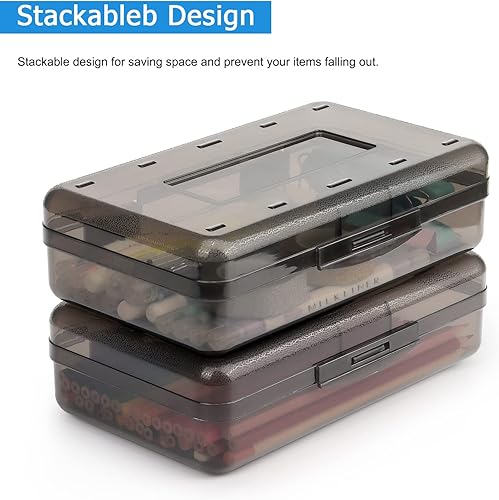 Miniatura 4 de Tamaki 1 Paquete Caja de Lápices de Plástico de Gran Capacidad Cajas de Lápices Transparentes con Tapa de Cierre Hermético Diseño Apilable y