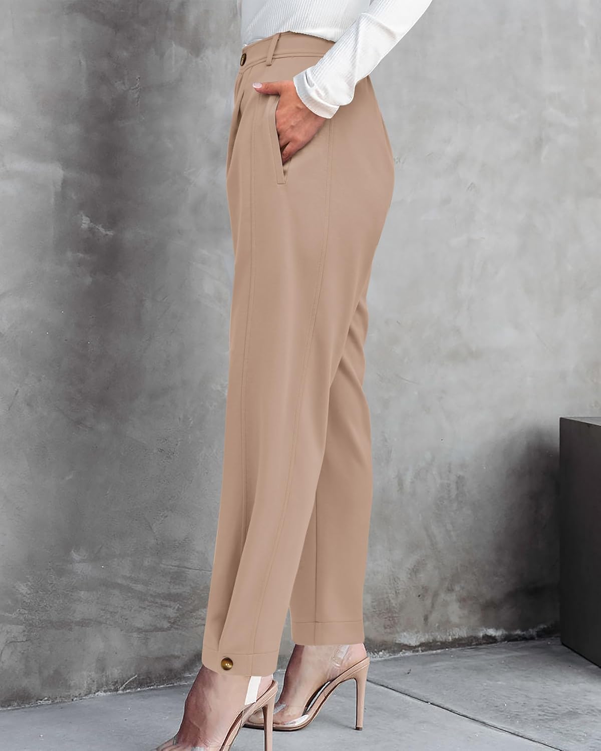 BTFBM Women's Pants Spring Fall 2026 Casual High Waist Trousers Tapered Slacks Pockets Dressy Business Work Outfits - Image 4