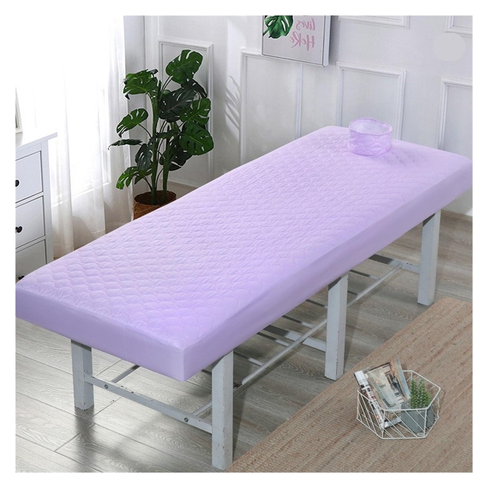 Thicken Quilted Beauty Salon Massage Table Fitted Bed Sheet Skin-Friendly SPA Cover Bedspread with Breath Hole for Massage Tables(Purple2,180x60)