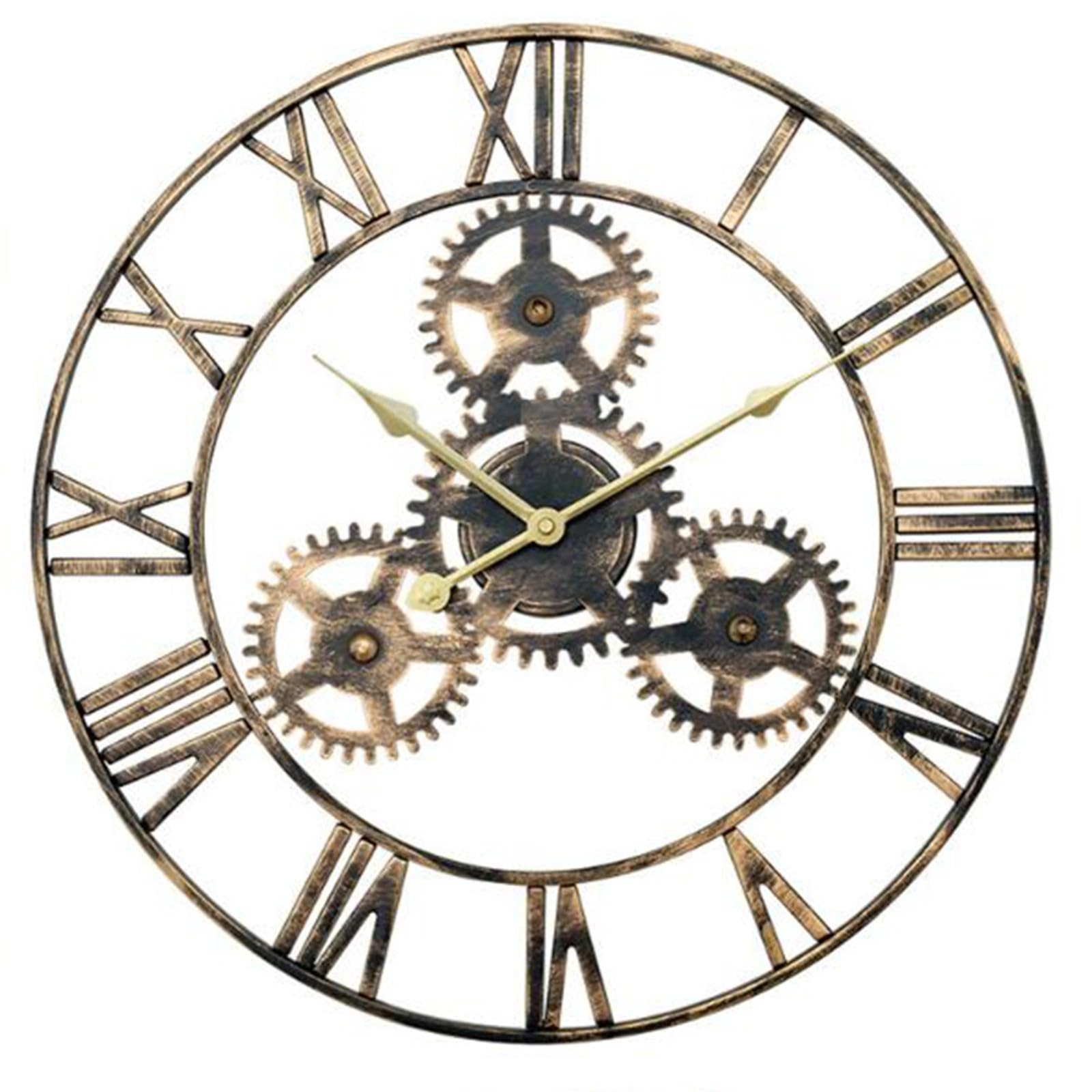 Horloge murale loft et décoration ferme ronde en métal pour salon chaleureux