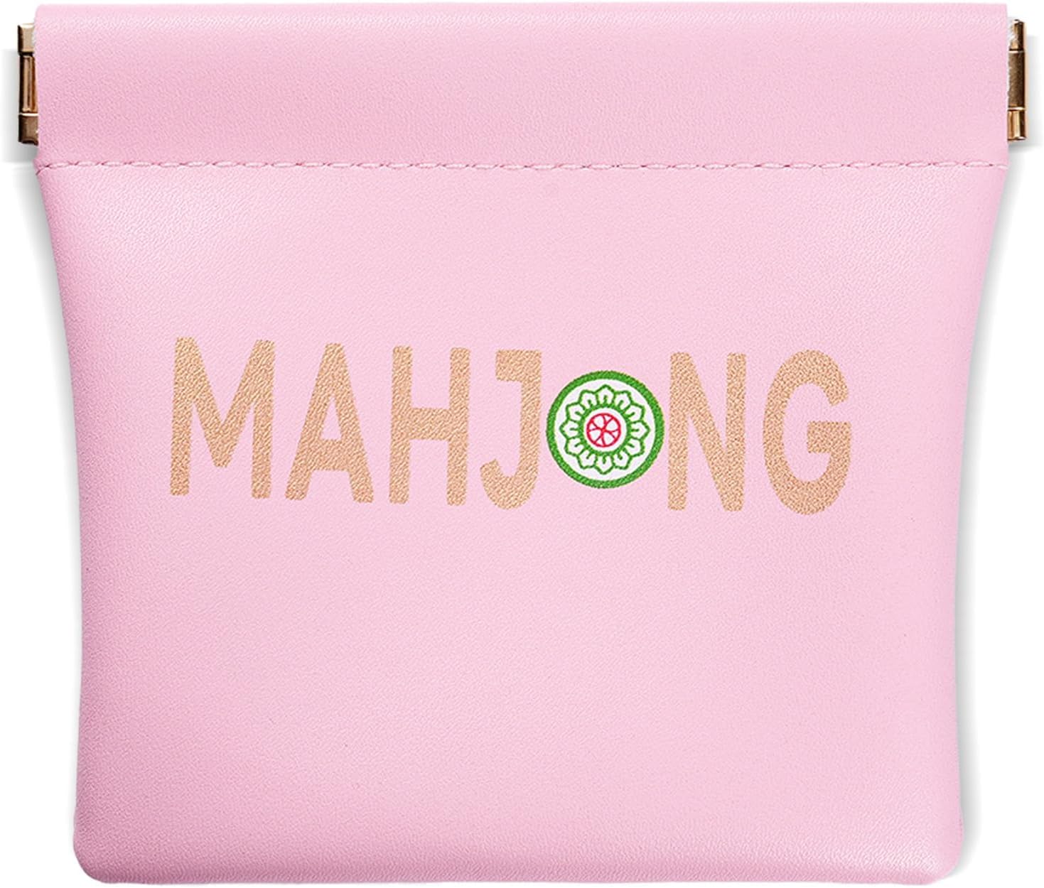 Mahjong Dice Bag,PU Leather Squeeze Mahjong Pouch for Mini Dice, Coin, Chips, Tiles, Mahjong Gift & Accessories for Women Men, Perfect for Board Game, Gathering, Party,4.3 x 4 inches (Pink)