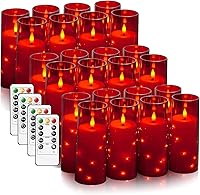Vista 17 de Velas LED sin llama con temporizador de 5 piezas, velas parpadeantes sin llama para ambiente romántico y decoración del hogar, carcasa acrílica
