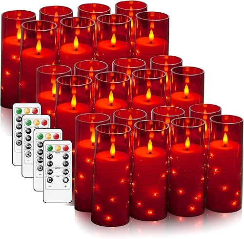 Miniatura 49 de Velas LED sin llama con temporizador, 5 velas parpadeantes sin llama para ambiente romántico y decoración del hogar, carcasa acrílica estable