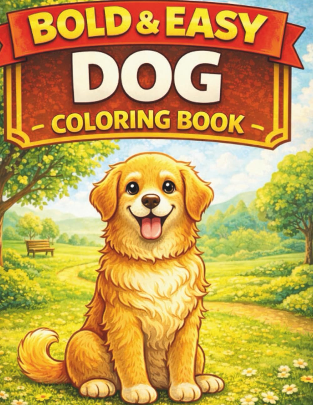 Bold & Easy Dog Coloring Book for Adults & Seniors: Cute Relaxing Dog Designs for Stress Relief, Mindfulness & Relaxation