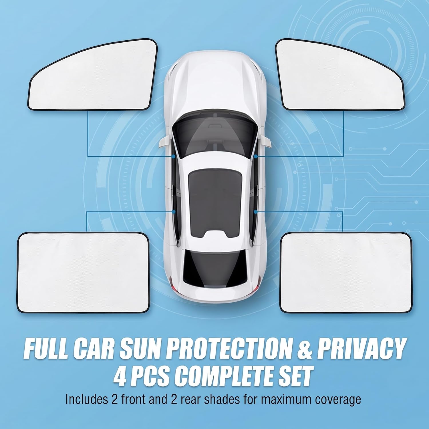 4 PCS Car Side Window Sun Shades, Heat Insulation & Sun Blocking Magnetic Shade for Baby, Full Blackout Privacy Protection Curtain for Front & Rear Windows, Universal for Most Cars (Silver) image 4