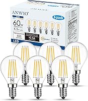 Vista 1 de ANWIO Bombilla de filamento LED G14 E12 con base de tornillo regulable de 4.5 W (equivalente a 60 W) 2700 K blanco cálido bombilla Edison