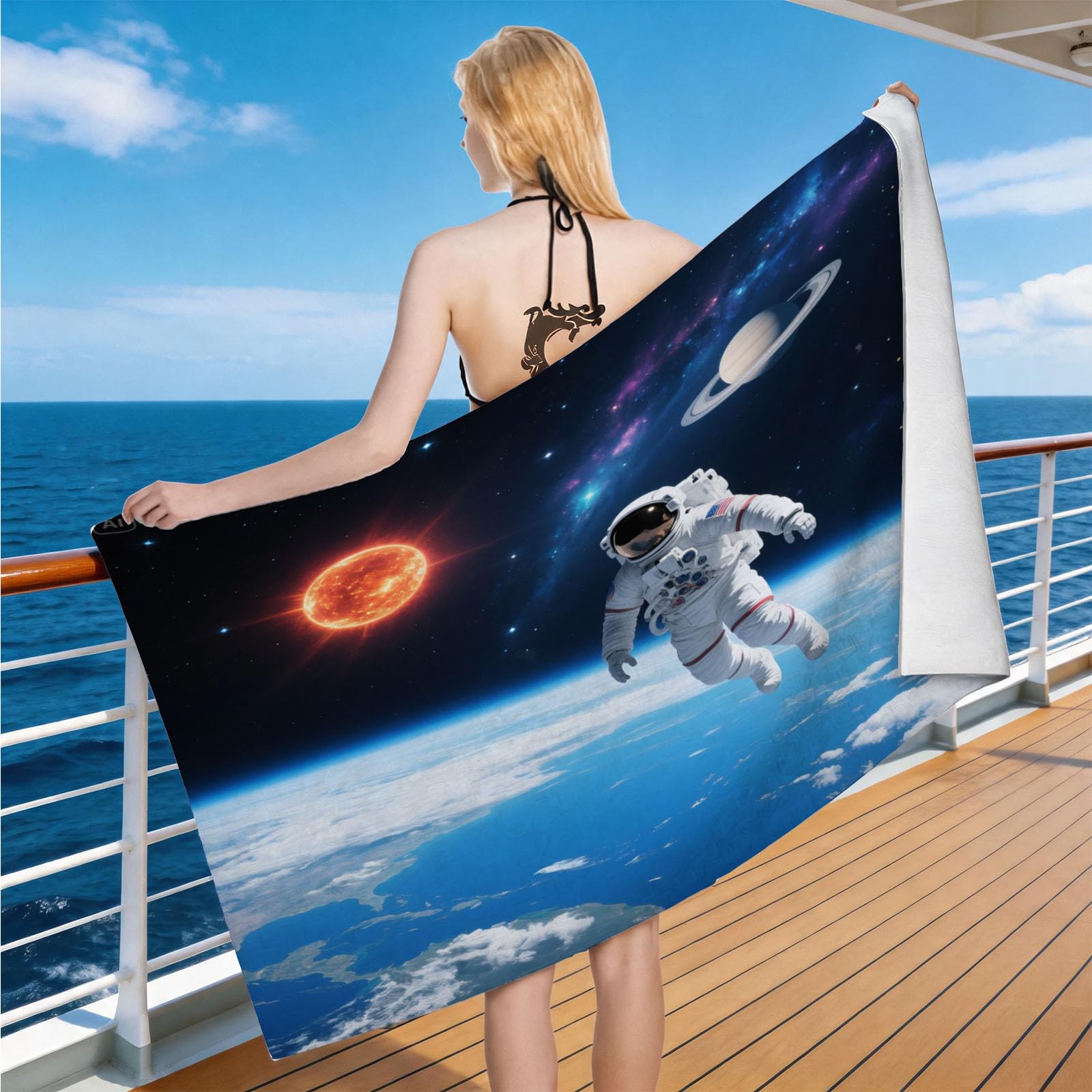 Hongduo Microfiber Quick Dry Beach Towel Glowing Cosmic, 3D The Planet Beach Towels Absorbent Fast Drying Bath Towels, Travel Camping Gym Swimming Bathroom (80x160cm)