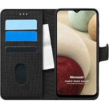 Microsonic Samsung Galaxy A12 i in K l f Fabric Book Wallet Siyah [Galaxy A12 ile Uyumlu K l f - Siyah]