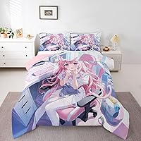 Vista 16 de Erosebridal Juego de edredón de sirena azul para niñas, juegos de ropa de cama de unicornio lindo individual de 2 piezas para niños, diseño