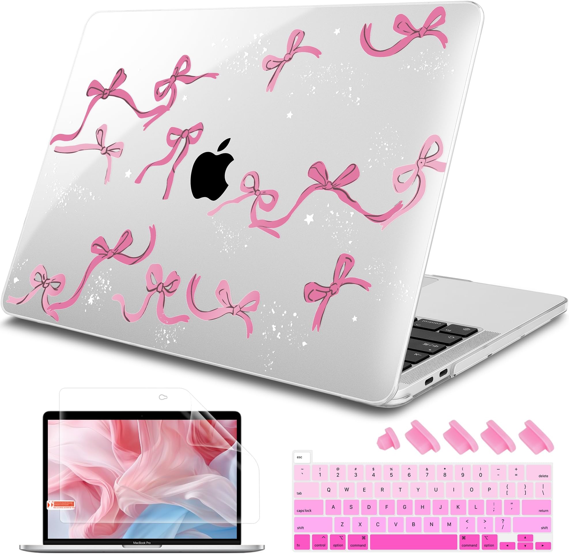 Tuiklol Case for 2022 MacBook Pro 13 Inch M2 Clip, 2021 2020 Release M1 A2338 A2289 A2251, Hard Shell Case for MacBook Pro 13.3" with Touch Bar Fits Touch ID and Retina Display, Bowknot
