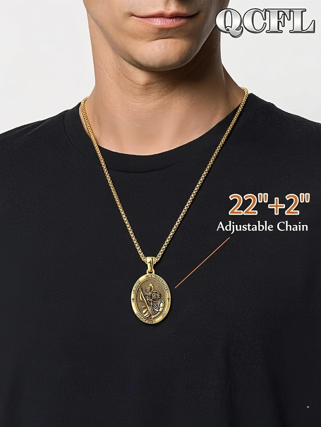 Patron Saint Medals 925 Sterling Silver Amulet Necklace Protection Jewelry for Men with 2.5mm 22"+2" Round Box Chain