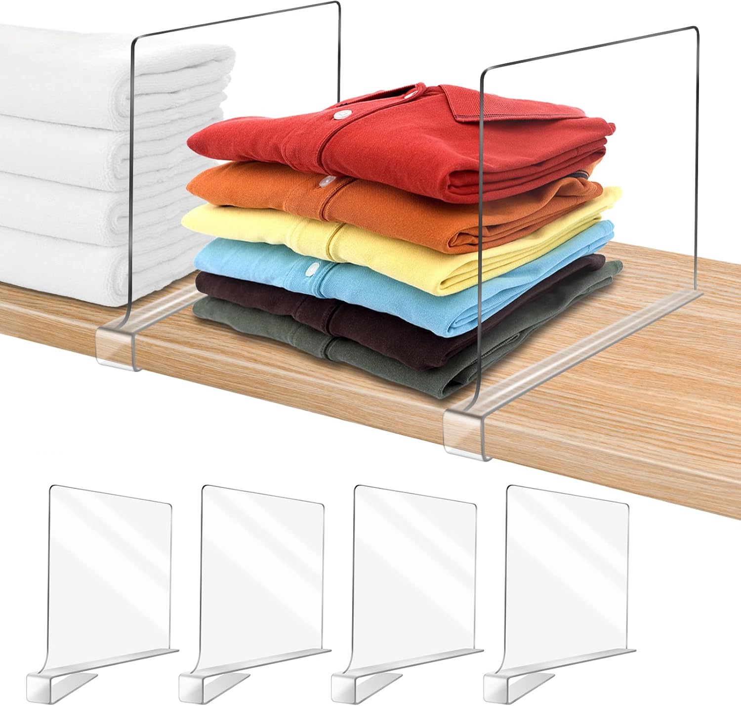 OMGelic Acrylic Shelf Dividers for Closet Organization 4PCS