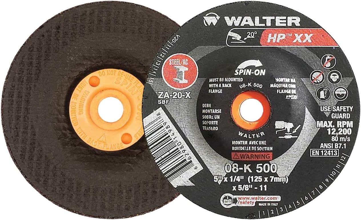 Walter 08K500 5x1/4x7/8 HP XX Spin-On High Performance Grinding Wheels Type 27S, 20 pack