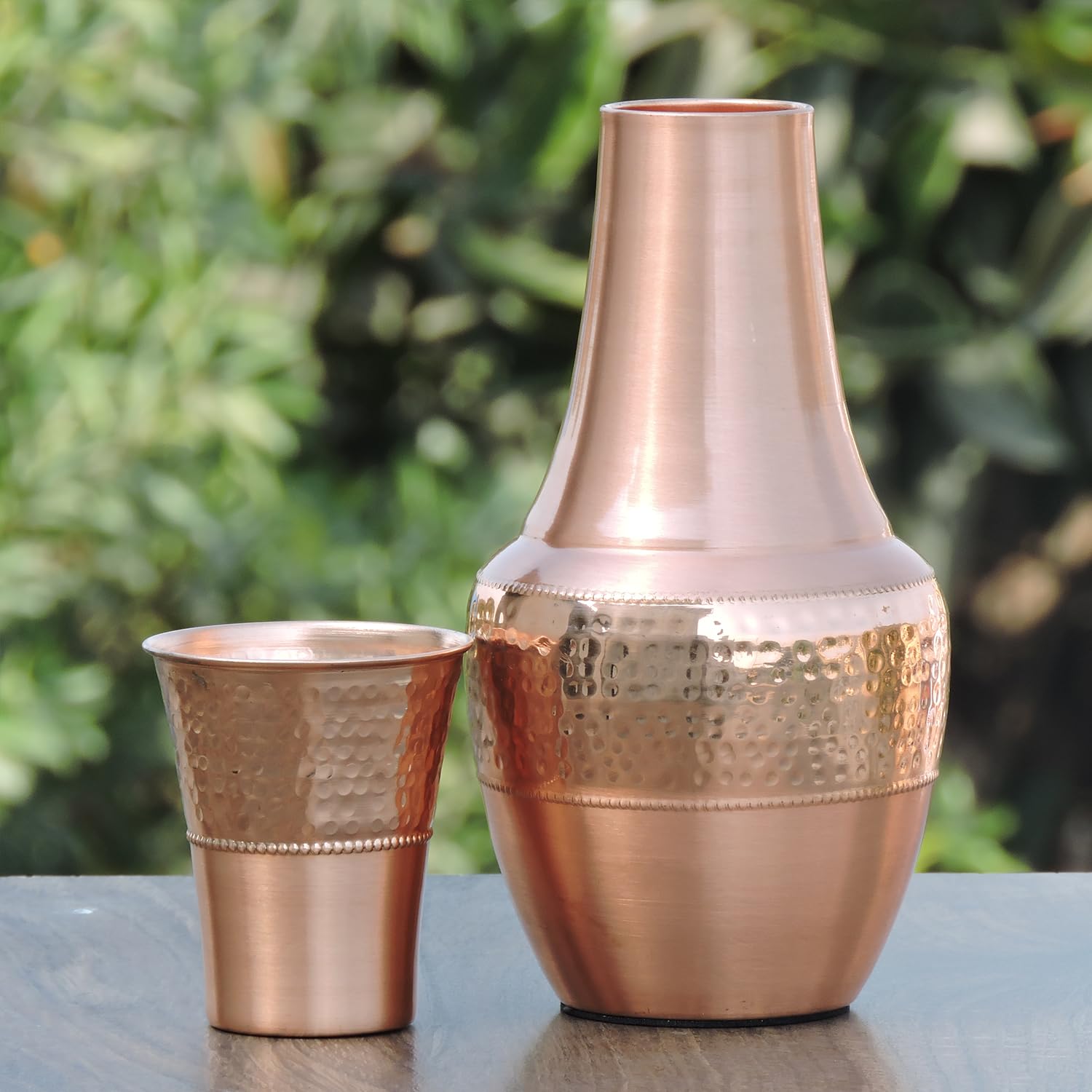 Pure Copper Bed Side Carafe for Ayurveda Health Benefits - 1.4 Lt Capacity, Bronze - Image 2