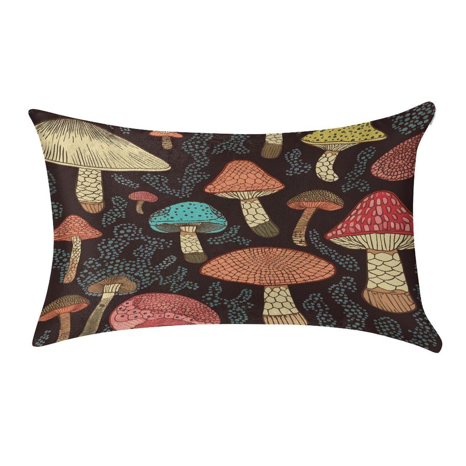 VstaDank Mushroom Throw Pillow Cover 12"×20" Ultra Soft Pillowcase Cozy Lumbar Pillow Shell Gold Velvet Exquisite Decorative Cushion Sham Protector for Couch Sofa Bedroom