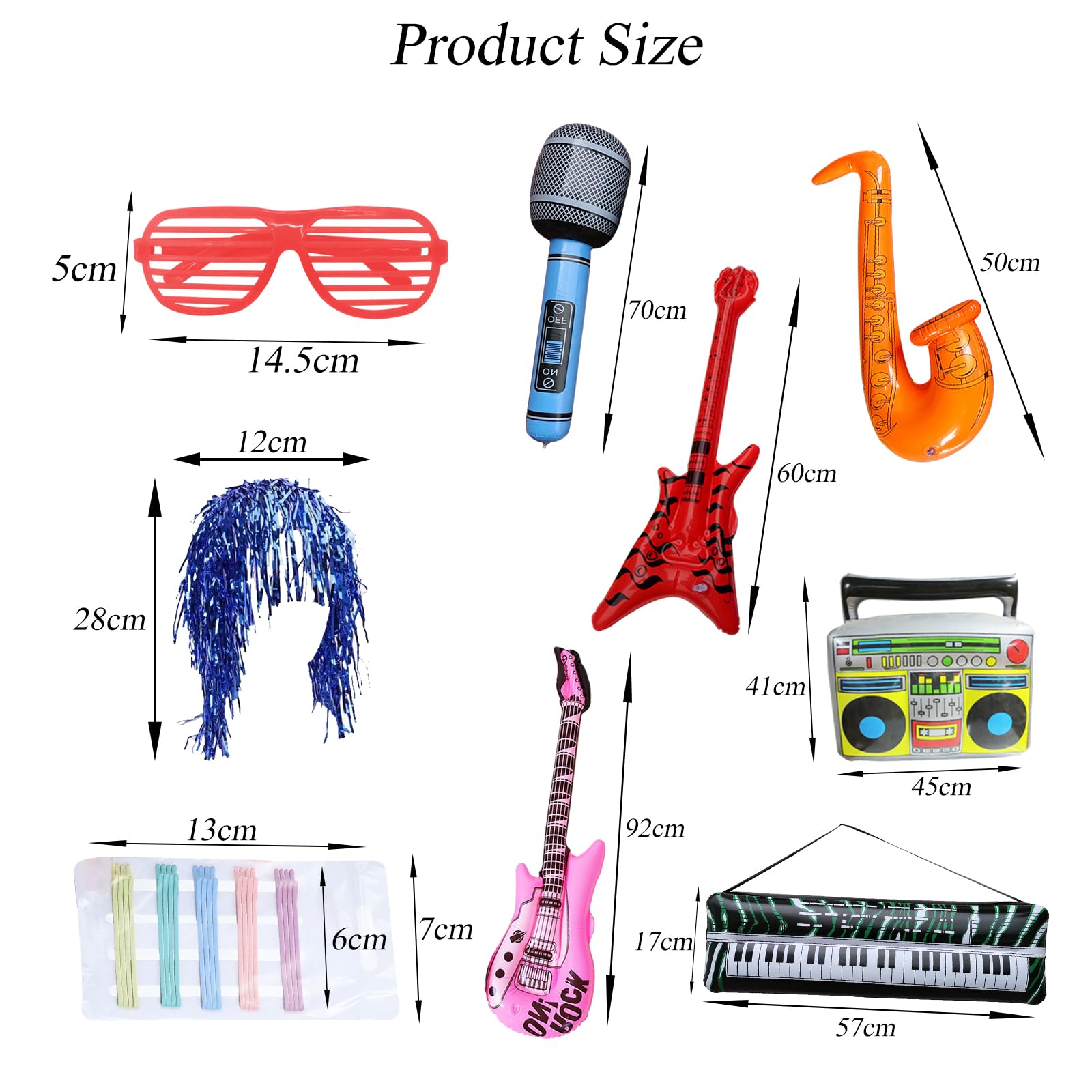 Lot de 68 accessoires de décoration de fête - Accessoires de boîte photo - Décoration de fête - Perruques gonflables - Accessoires de fête pour mariage, Halloween, Noël, décoration de table