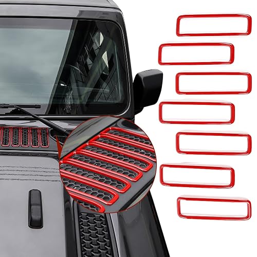 SQQP Hood Vent Cover Cowl Panel Vent Cover Trim Fit for 2018-2025 Jeep Wrangler JL JLU & Gladiator JT Exterior Accessories (Red) - Red