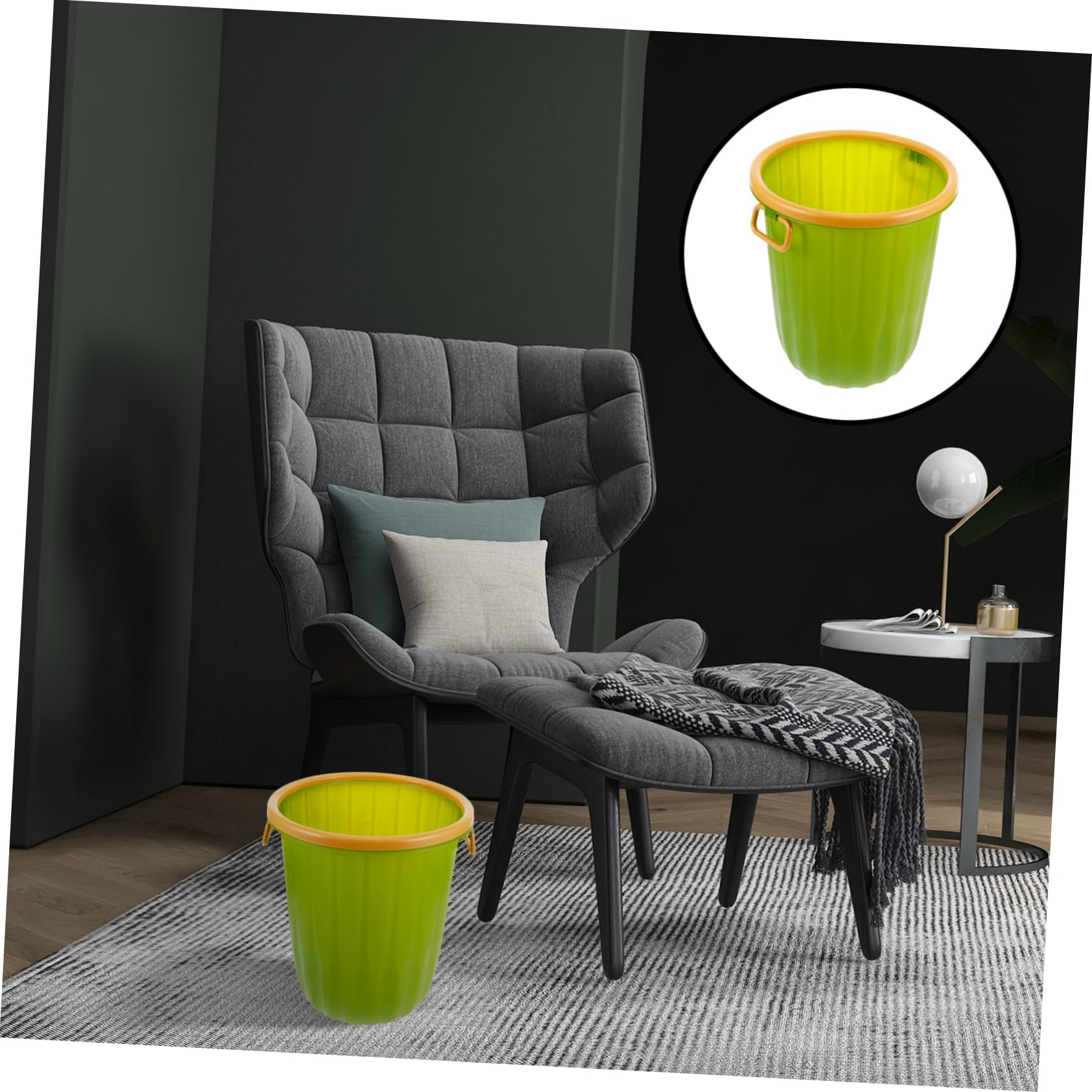 Poubelle de Chambre en Plastique Vert Grosse Capacité et Anneau de Compression, Facile à Nettoyer, pour Salles de Bain et Dortoirs