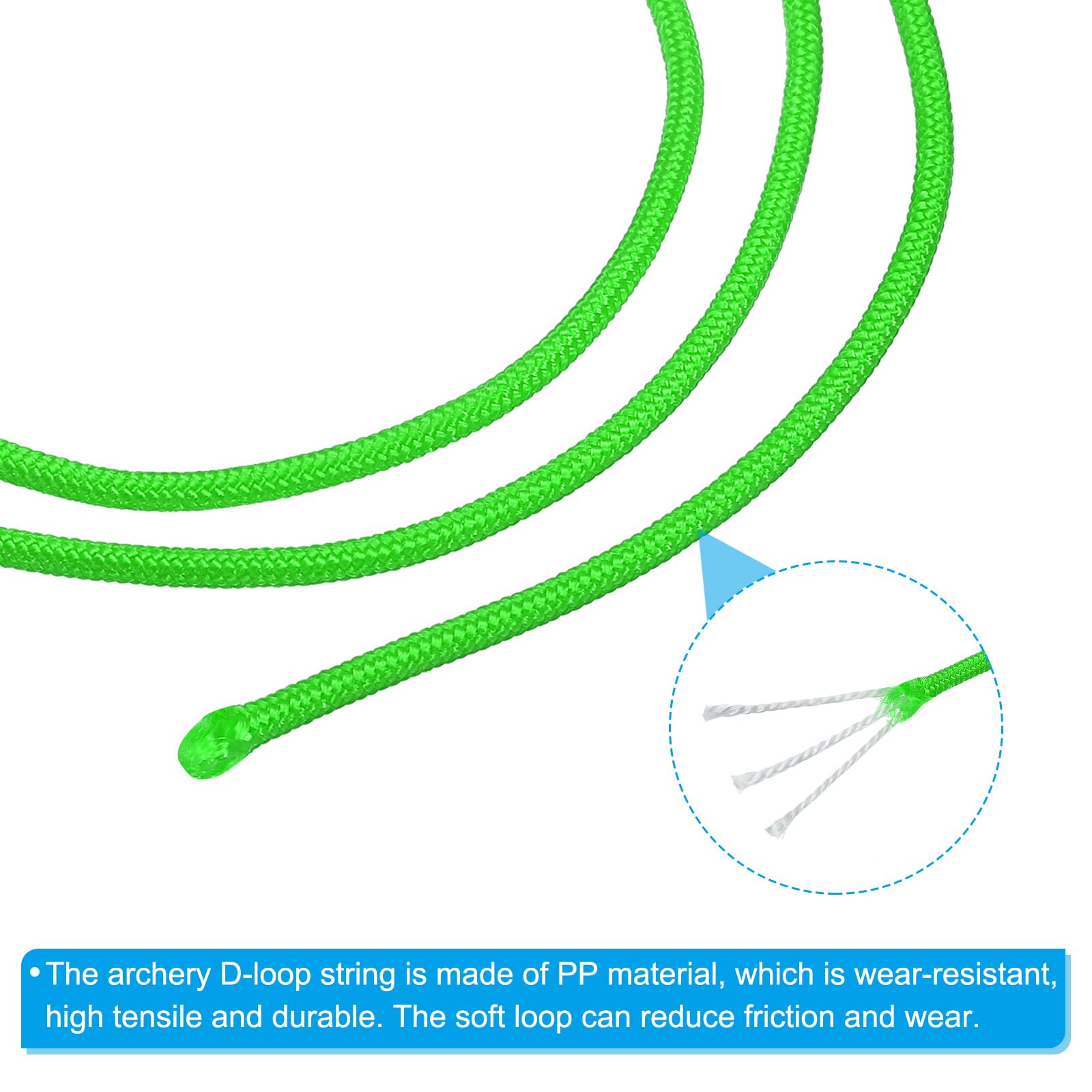 PATIKIL Arco D Loop Corda 2 FT, Arco D Loop Corda Rilascio Materiale Nock Filo Anello Fibbia per Arco Compound, Verde