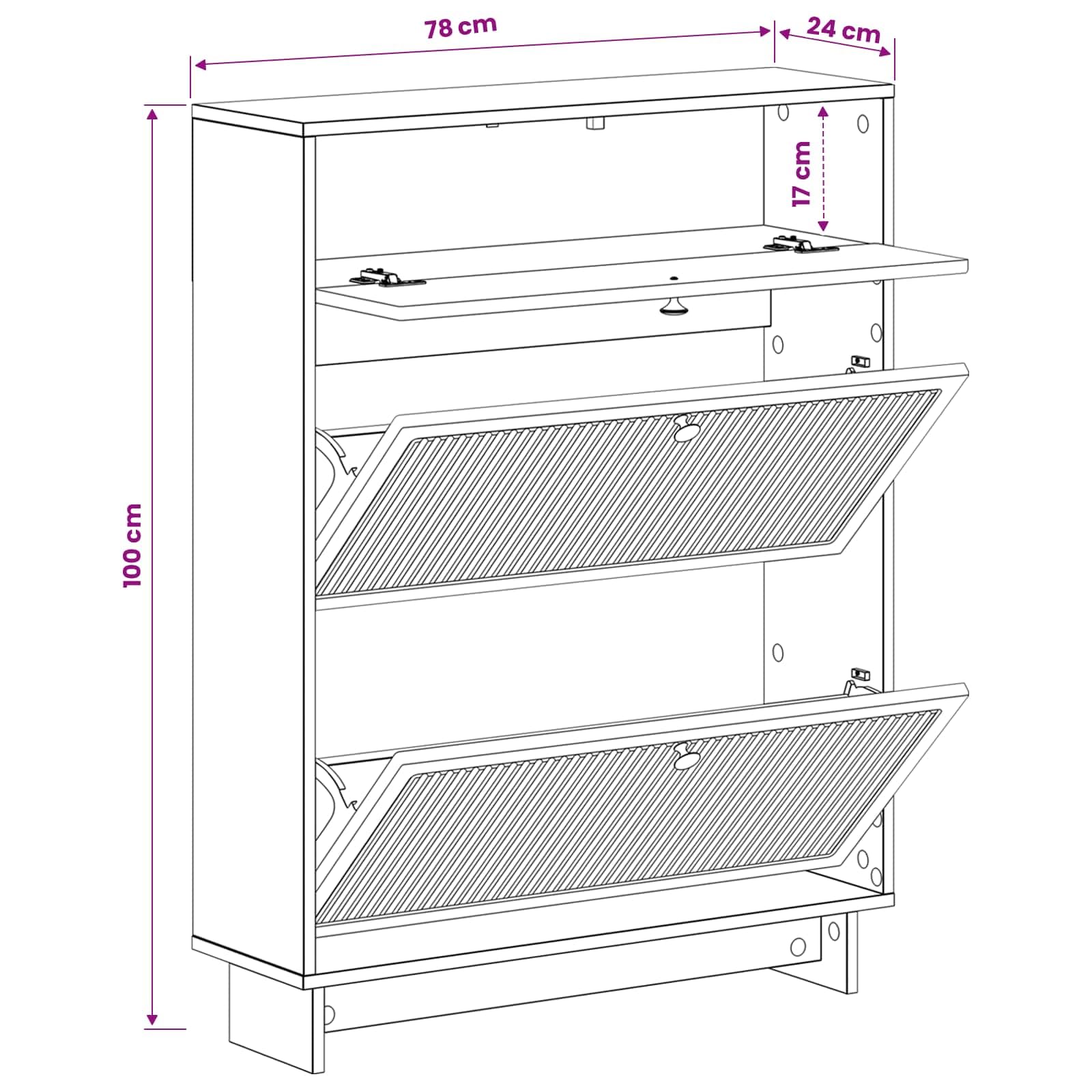 Meuble à Chaussures en Bois Composite 78x24x103 cm avec Portes Réversibles