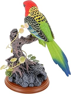Balacoo Talking Parrot Repeat What You Say Electric Bird On Branch Figurine Desktop Decoration Parrot Recording Toy For Kid Toddler Birthday Gift Red