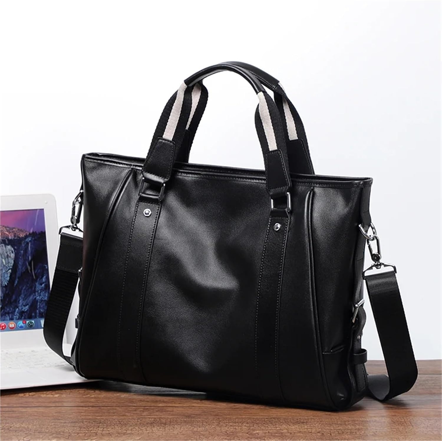 Briefcase Men Bag Genuine Leather Briefcase 15.6 Inch Laptop Handbag Totes Male Messenger