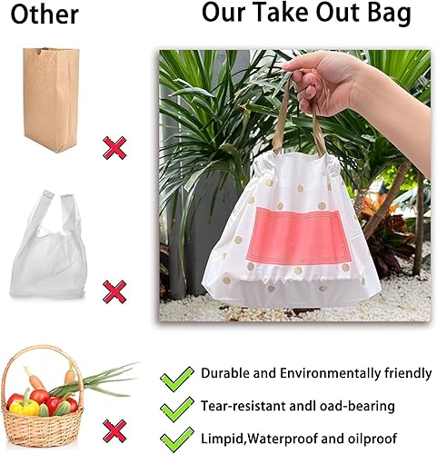 Miniatura 4 de 50 bolsas para llevar, reutilizables, impermeables, gruesas, de plástico con cordón, con asas, bolsa de venta al por menor para pequeñas empresas,