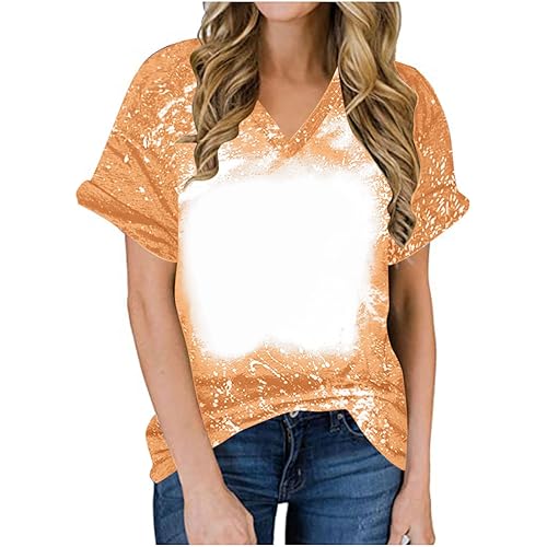 Ceboyel Women Bleached Sublimation T Shirts 2024 Polyester Blanks Tshirts Short Sleeve Cute Graphic Tee Tops Items Clothes