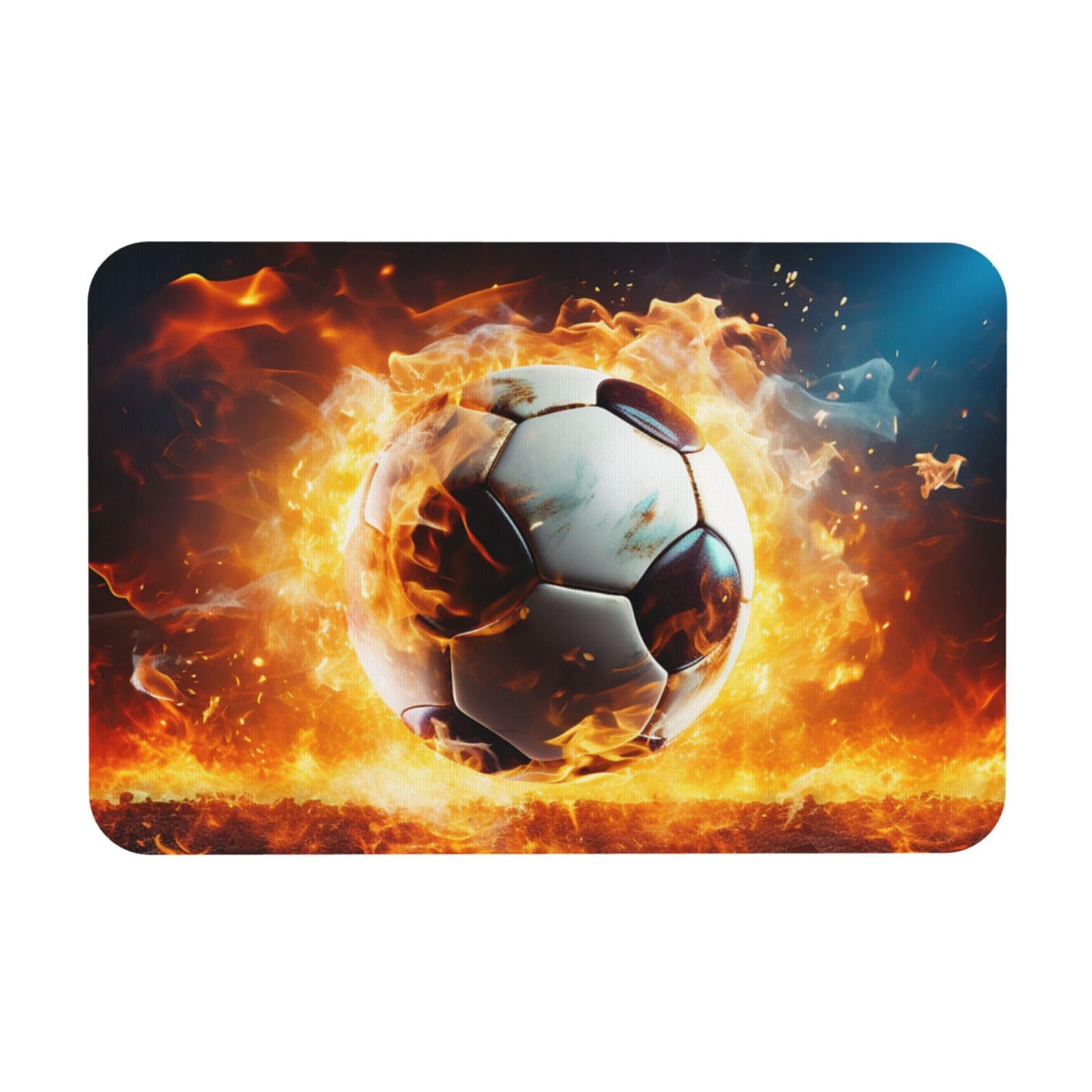 Tapis de douche antidérapant super absorbant en diatomite motif football brûlant